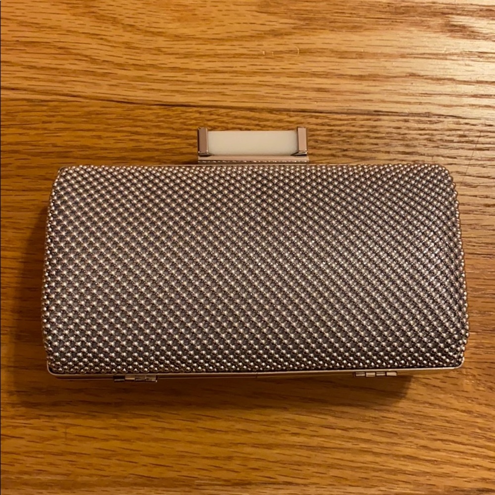 Silver beaded clutch